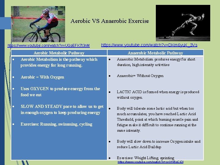 Aerobic VS Anaerobic Exercise https: //www. youtube. com/watch? v=UQp. EFK 7 t 3 n.