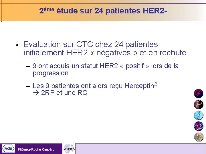 2ème étude sur 24 patientes HER 2 - Evaluation sur CTC chez 24 patientes