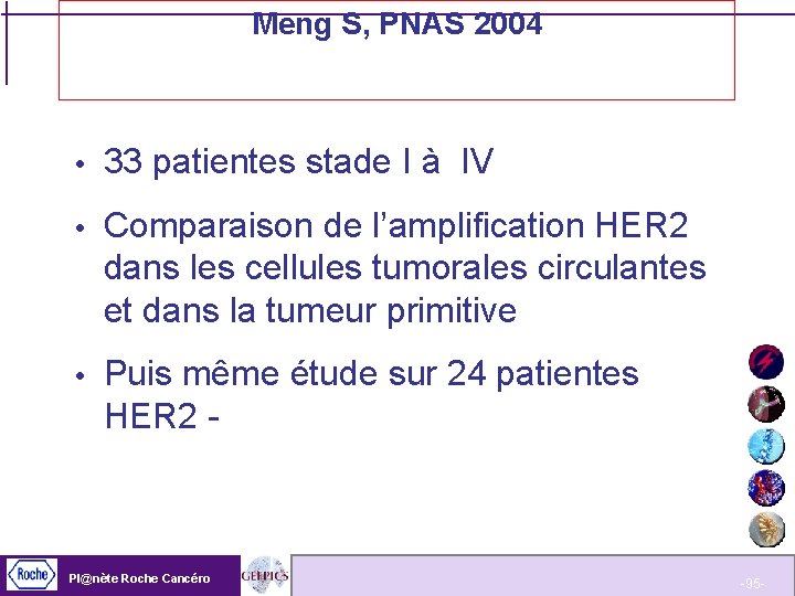Meng S, PNAS 2004 33 patientes stade I à IV Comparaison de l’amplification HER