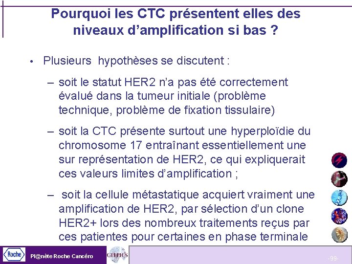 Pourquoi les CTC présentent elles des niveaux d’amplification si bas ? Plusieurs hypothèses se
