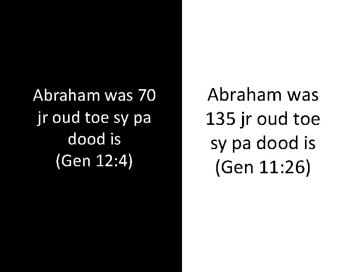 Abraham was 70 jr oud toe sy pa dood is (Gen 12: 4) Abraham
