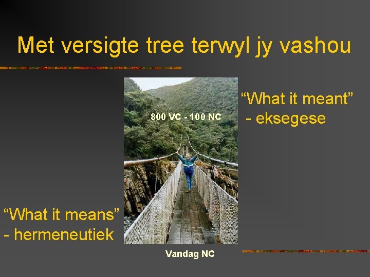 Met versigte tree terwyl jy vashou 800 VC - 100 NC “What it means”