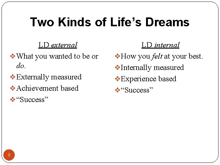 Two Kinds of Life’s Dreams LD external v What you wanted to be or Two Kinds of Life’s Dreams LD external v What you wanted to be or
