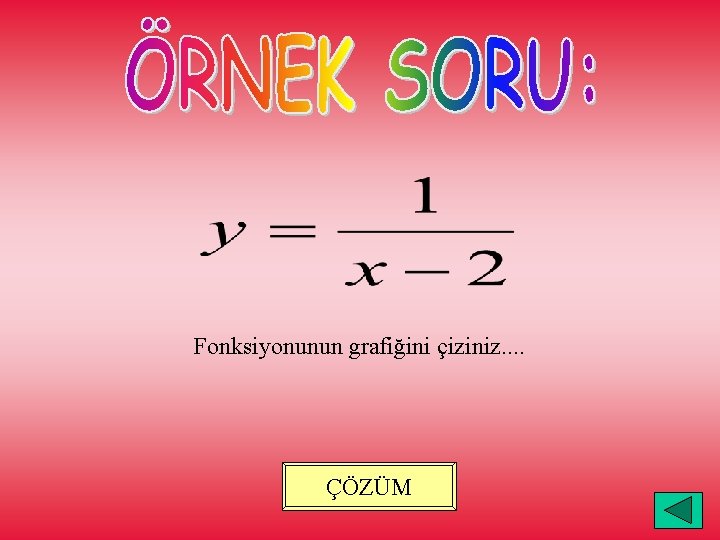 Fonksiyonunun grafiğini çiziniz. . ÇÖZÜM 