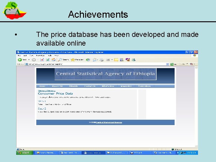 Achievements • The price database has been developed and made available online 