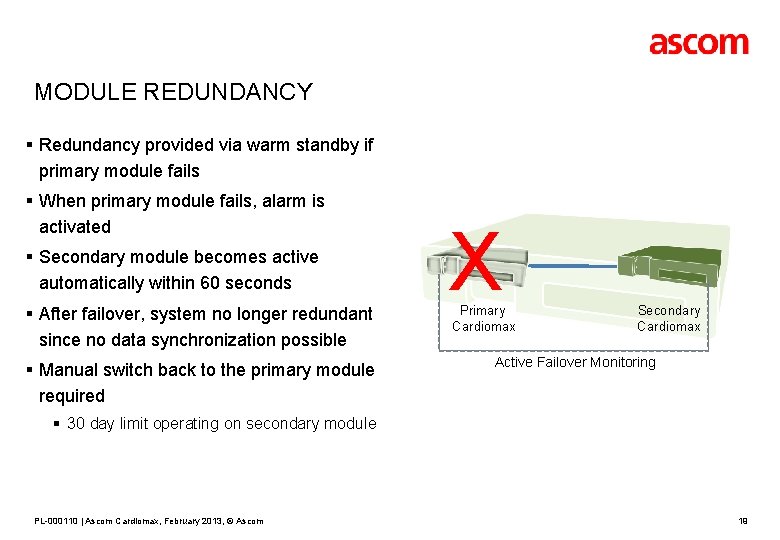 MODULE REDUNDANCY § Redundancy provided via warm standby if primary module fails § When