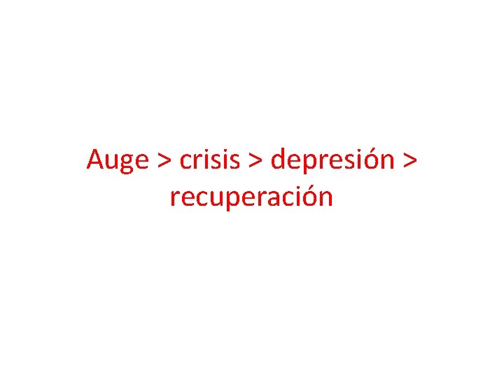 Auge > crisis > depresión > recuperación 