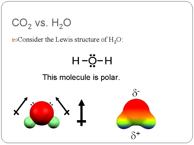 CO 2 vs. H 2 O Consider the Lewis structure of H 2 O: