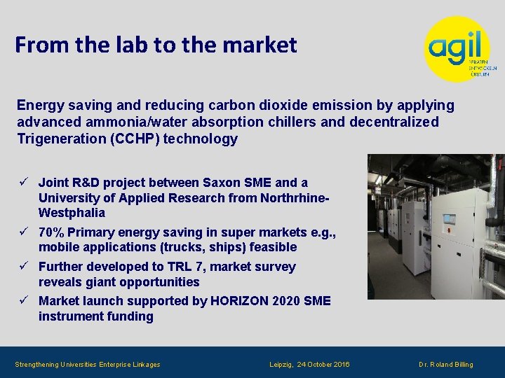 From the lab to the market Energy saving and reducing carbon dioxide emission by