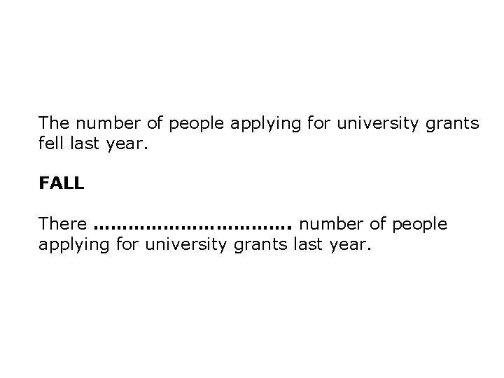 The number of people applying for university grants fell last year. FALL There ……………….