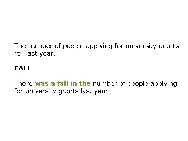 The number of people applying for university grants fell last year. FALL There was