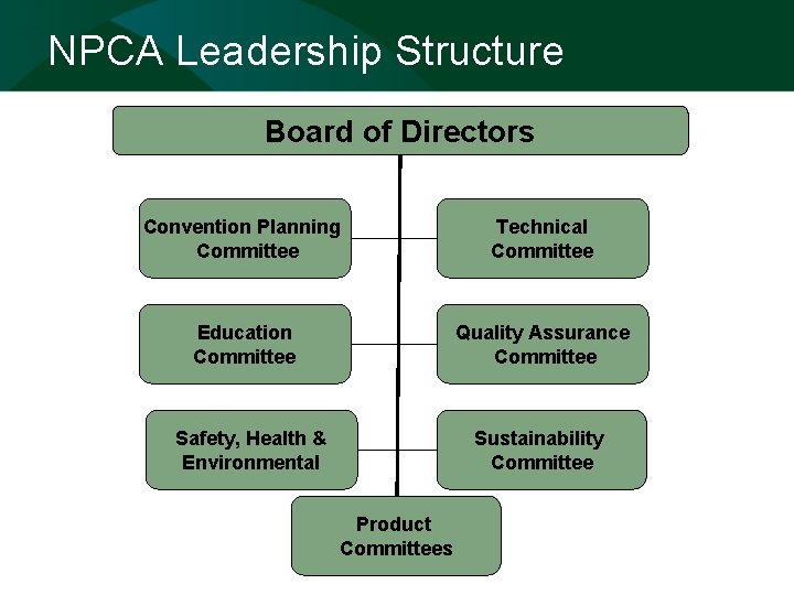 NPCA Leadership Structure Board of Directors Convention Planning Committee Technical Committee Education Committee Quality