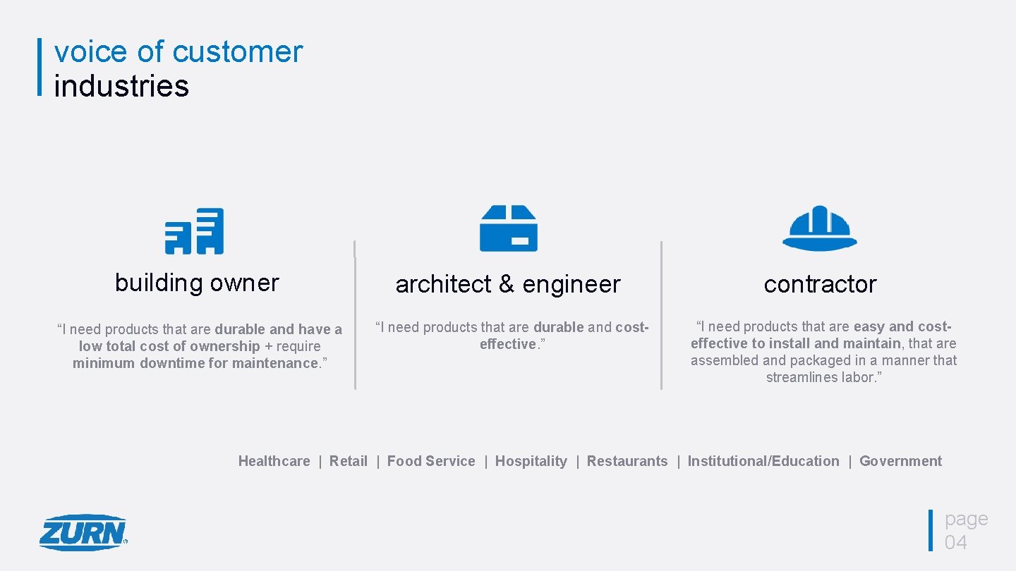 voice of customer industries building owner “I need products that are durable and have