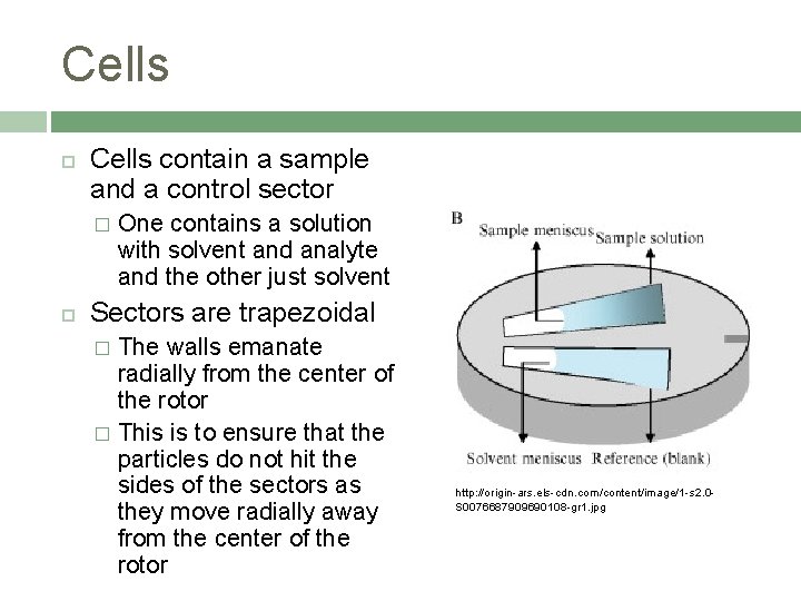 Cells contain a sample and a control sector � One contains a solution with Cells contain a sample and a control sector � One contains a solution with