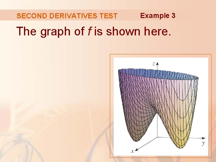 SECOND DERIVATIVES TEST Example 3 The graph of f is shown here. 