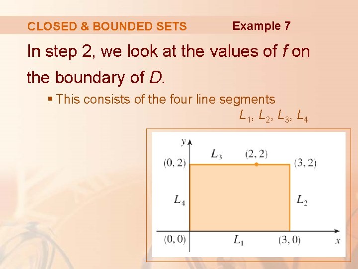 CLOSED & BOUNDED SETS Example 7 In step 2, we look at the values