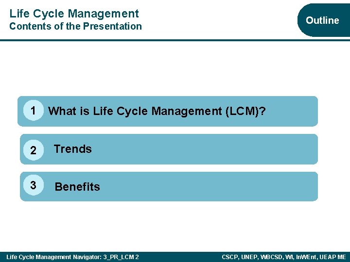 Life Cycle Management Outline Contents of the Presentation 1 What is Life Cycle Management
