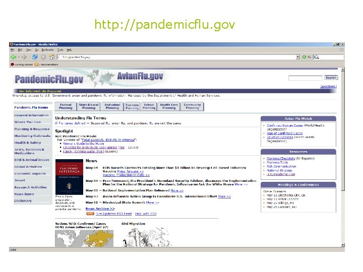 http: //pandemicflu. gov 