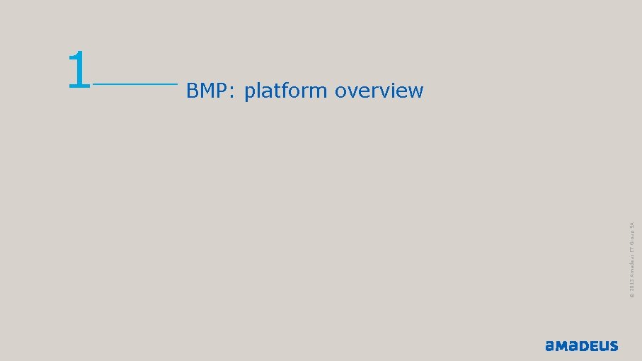 © 2013 Amadeus IT Group SA 1 BMP: platform overview 