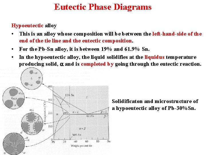 Eutectic Phase Diagrams Hypoeutectic alloy • This is an alloy whose composition will be