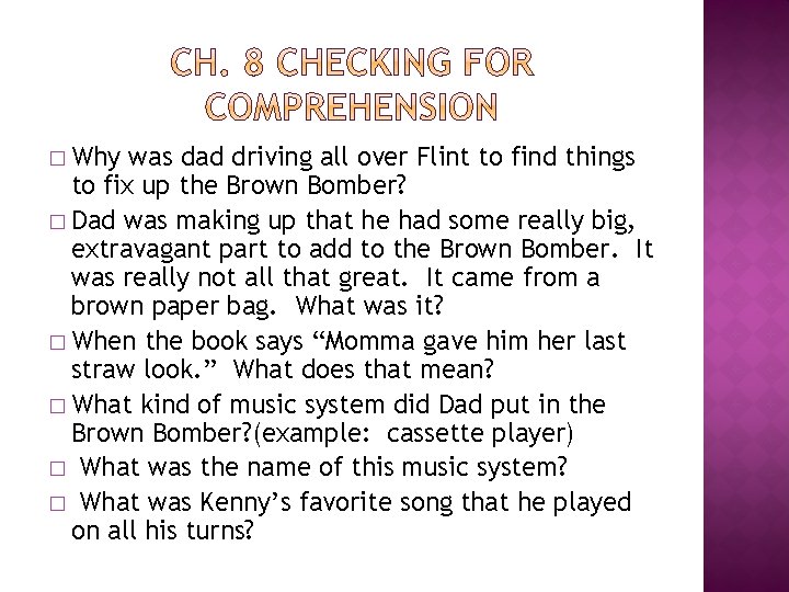 � Why was dad driving all over Flint to find things to fix up