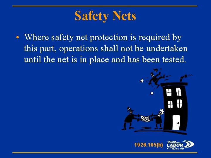 Safety Nets • Where safety net protection is required by this part, operations shall
