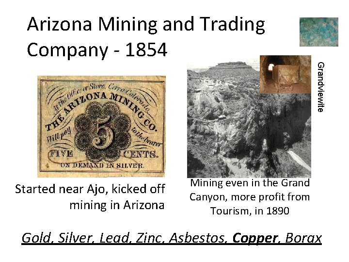 Started near Ajo, kicked off mining in Arizona Grandviewite Arizona Mining and Trading Company