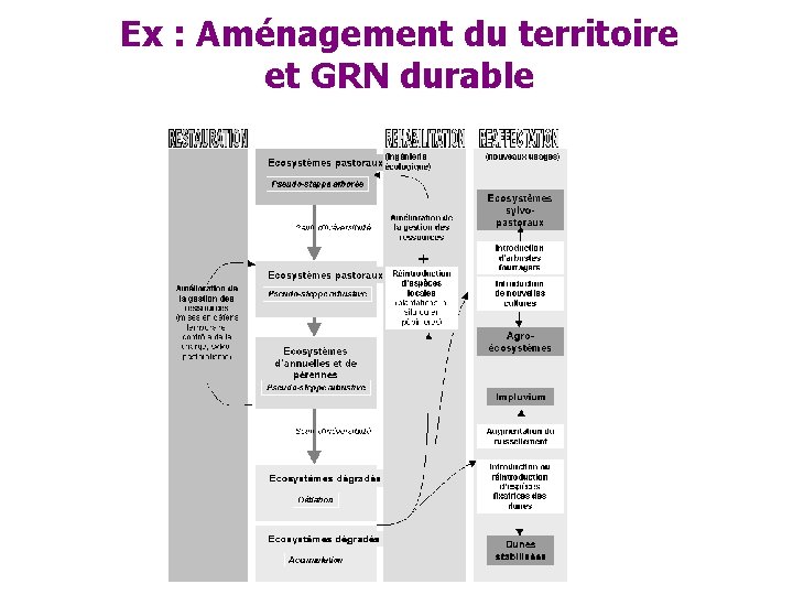 Ex : Aménagement du territoire et GRN durable 