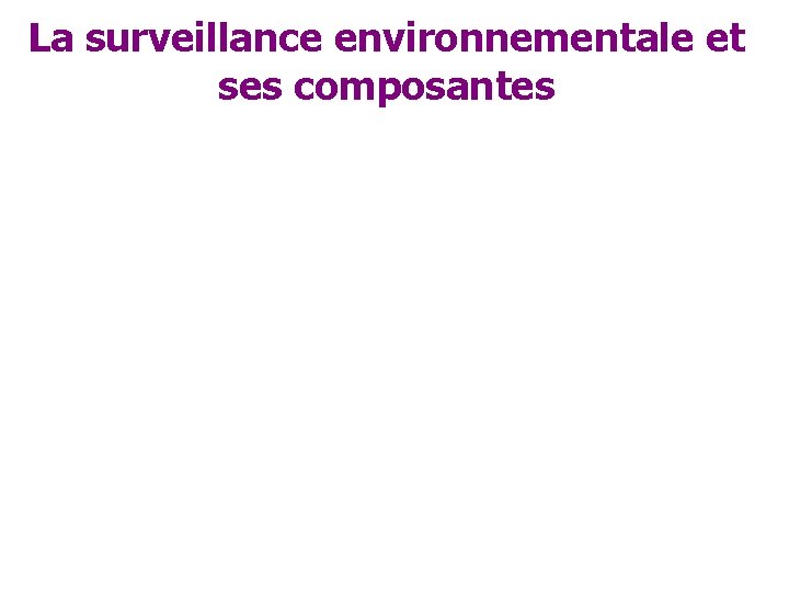 La surveillance environnementale et ses composantes 