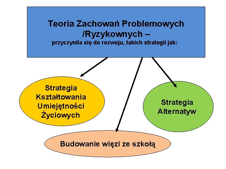 Teoria Zachowań Problemowych /Ryzykownych – przyczyniła się do rozwoju, takich strategii jak: Strategia Kształtowania