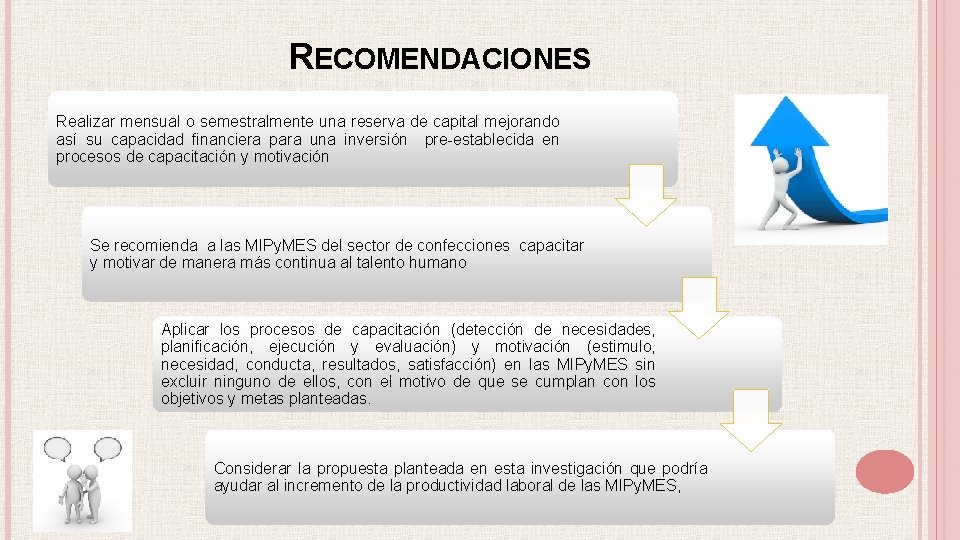 RECOMENDACIONES Realizar mensual o semestralmente una reserva de capital mejorando así su capacidad financiera