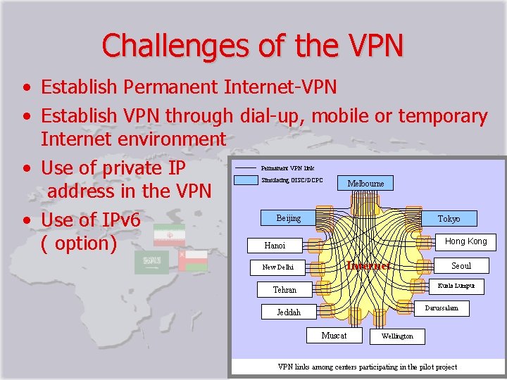 Challenges of the VPN • Establish Permanent Internet-VPN • Establish VPN through dial-up, mobile