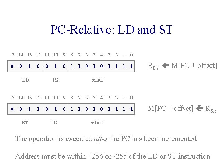 PC-Relative: LD and ST 15 14 13 12 11 10 9 8 7 6