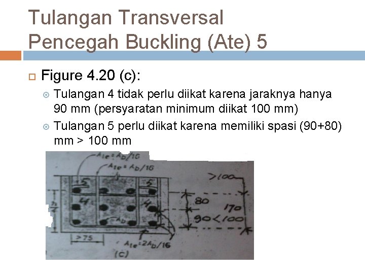 Tulangan Transversal Pencegah Buckling (Ate) 5 Figure 4. 20 (c): Tulangan 4 tidak perlu