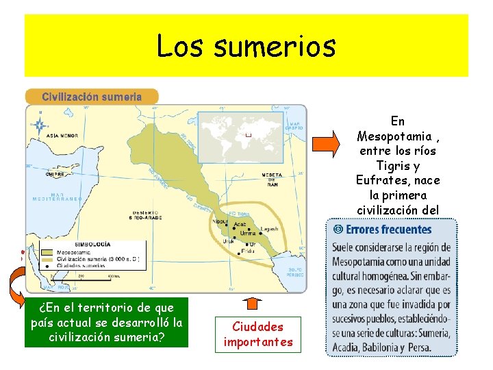 Los sumerios En Mesopotamia , entre los ríos Tigris y Eufrates, nace la primera Los sumerios En Mesopotamia , entre los ríos Tigris y Eufrates, nace la primera