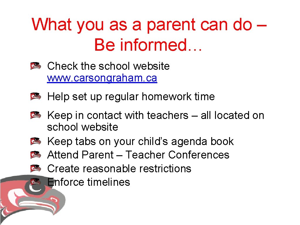 What you as a parent can do – Be informed… Check the school website What you as a parent can do – Be informed… Check the school website