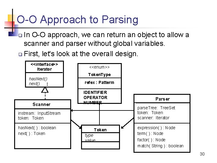 O-O Approach to Parsing In O-O approach, we can return an object to allow O-O Approach to Parsing In O-O approach, we can return an object to allow