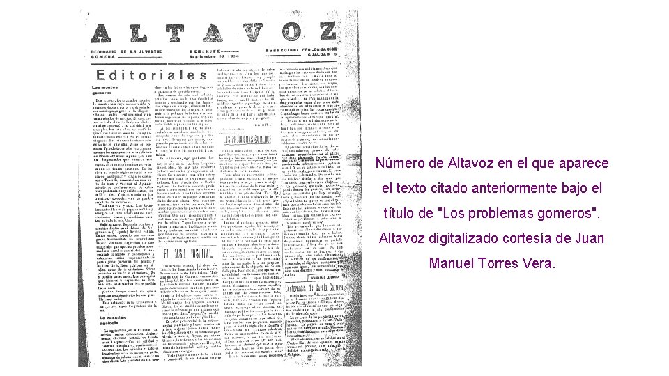 Número de Altavoz en el que aparece el texto citado anteriormente bajo el título