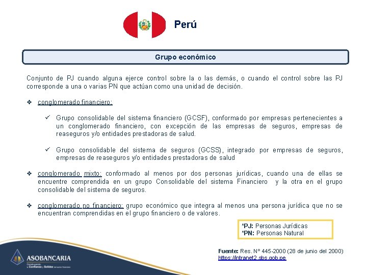 Perú Grupo económico Conjunto de PJ cuando alguna ejerce control sobre la o las Perú Grupo económico Conjunto de PJ cuando alguna ejerce control sobre la o las