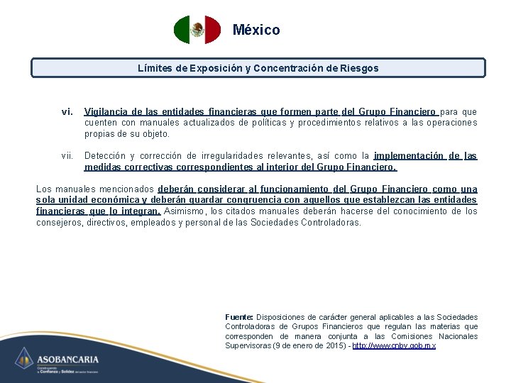 México Límites de Exposición y Concentración de Riesgos vi. Vigilancia de las entidades financieras México Límites de Exposición y Concentración de Riesgos vi. Vigilancia de las entidades financieras