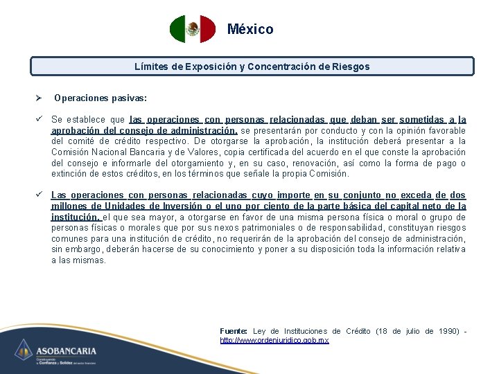 México Límites de Exposición y Concentración de Riesgos Ø Operaciones pasivas: ü Se establece México Límites de Exposición y Concentración de Riesgos Ø Operaciones pasivas: ü Se establece