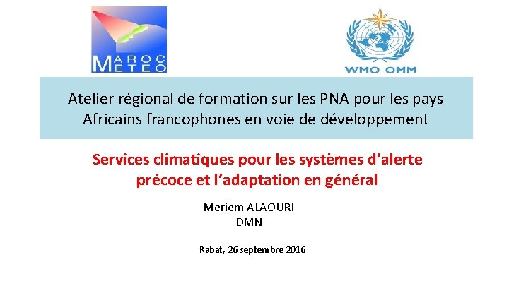 Atelier régional de formation sur les PNA pour les pays Africains francophones en voie