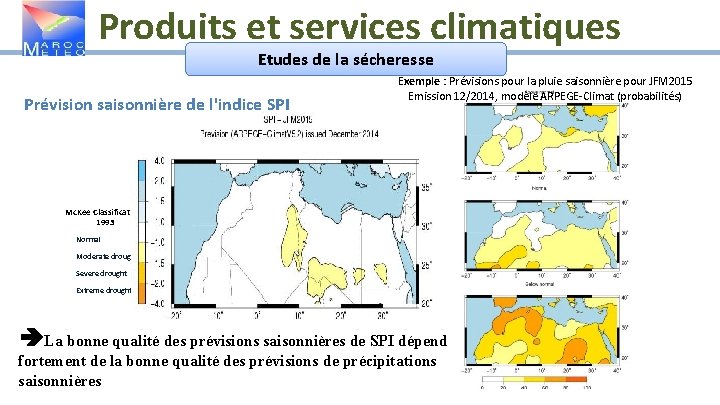 Produits et services climatiques Etudes de la sécheresse Prévision saisonnière de l'indice SPI Exemple