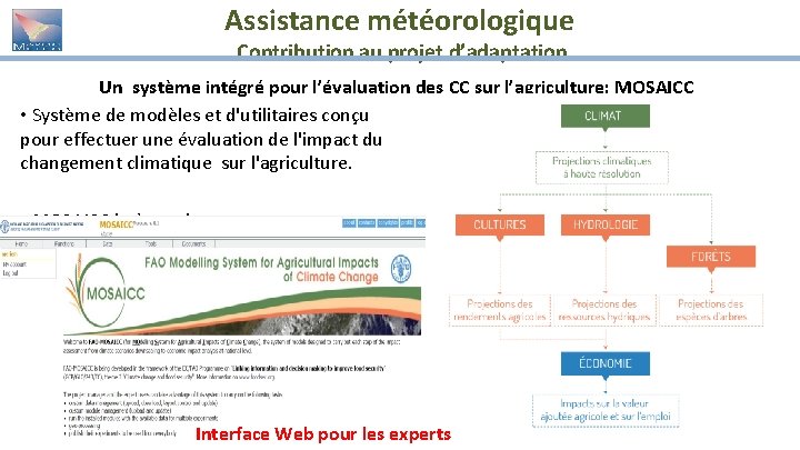 Assistance météorologique Contribution au projet d’adaptation Un système intégré pour l’évaluation des CC sur