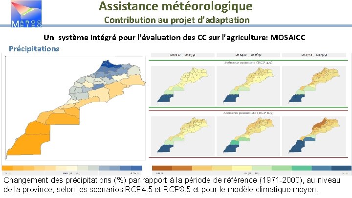 Assistance météorologique Contribution au projet d’adaptation Un système intégré pour l’évaluation des CC sur