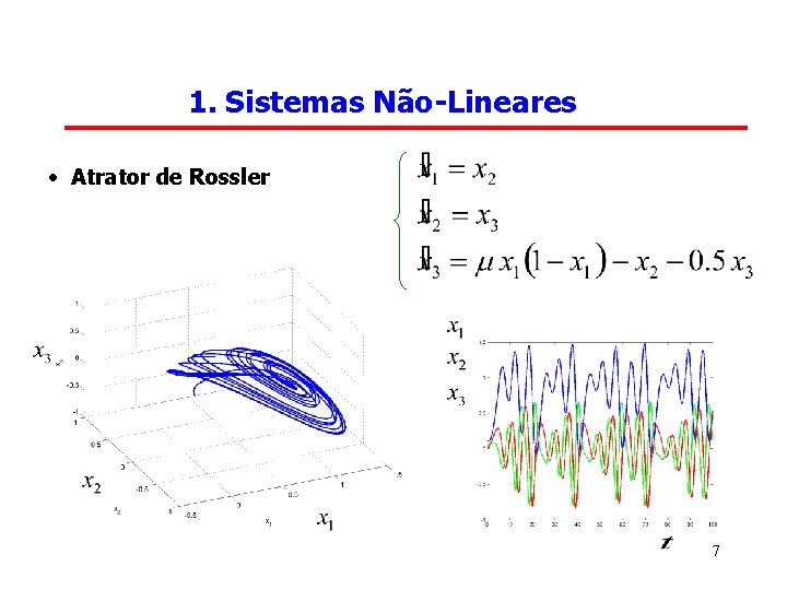 1. Sistemas Não-Lineares • Atrator de Rossler 7 
