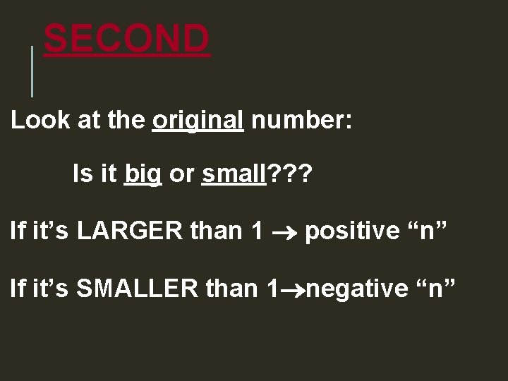 SECOND Look at the original number: Is it big or small? ? ? If