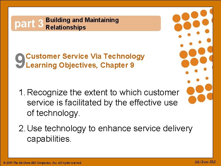 part 3 9 Building and Maintaining Relationships Customer Service Via Technology Learning Objectives, Chapter