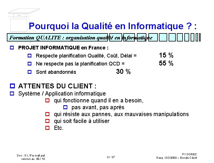 Pourquoi la Qualité en Informatique ? : Formation QUALITE : organisation qualité en informatique