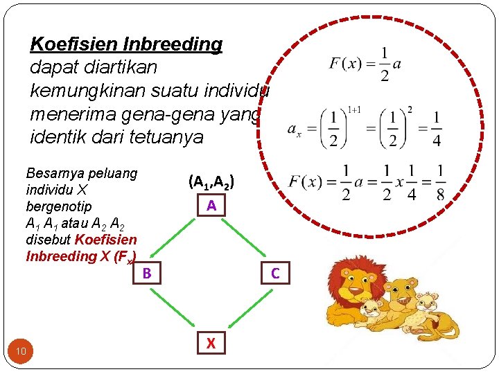 Koefisien Inbreeding dapat diartikan kemungkinan suatu individu menerima gena-gena yang identik dari tetuanya Besarnya